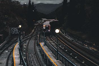 Train Railways Dark Evening graphy, train, graphy HD wallpaper
