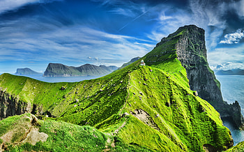 Kalsoy, R, beautiful nature, mountains, coast, Faroe Islands, Europe, summer HD wallpaper