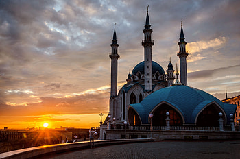 Cities, Sunset, Mosque, Kazan, Tatarstan HD wallpaper