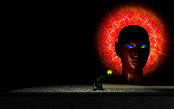 Silent goddess, 3d, fantasy, halo, goddess, woman, dark HD wallpaper