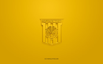 The Strongest, creative 3D logo, yellow background, Bolivia Primera Division, 3d emblem, Bolivian football Club, Bolivia, 3d art, football, The Strongest 3d logo HD wallpaper