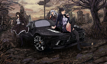 Bad Girl, black, car, cute, beauty, lady, female, art, city, bad, beautiful, anime girls, dark, tree, woman, anime, pretty, street, girls, lovely HD wallpaper