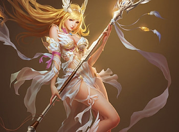 Lorelai, feathers, cute, long hair, dress, beauty, lady, abstract, magical, blonde hair, fantasy woman, female, wings, sweet, white, art, soft, beautiful, woman, fantasy, pretty, lovely HD wallpaper