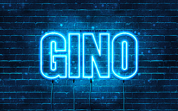 Gino, , with names, Gino name, blue neon lights, Gino Birtay, Happy Birtay Gino, popular italian male names, with Gino name HD wallpaper