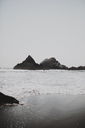 Nature, Sea, Waves, Beach, Rocks, Surfer HD phone wallpaper