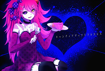 dark miku, bi colors eyes, colords, pink hair, long hair, dress HD wallpaper