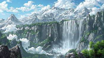 Mountain Majesty Waterfall - and Enjoy!, waterfall, mountain, landscape HD wallpaper