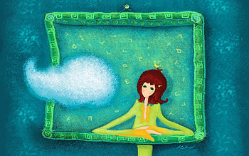 Background, Clouds, Miscellanea, Miscellaneous, , Drawing, Girl, Window HD wallpaper