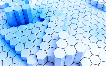 Blue hexagons pattern, 3D , Vibrant design, Geometric shapes HD wallpaper