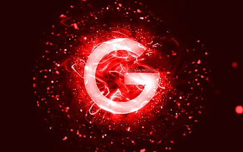 Google red logo, , red neon lights, creative, red abstract background, Google logo, brands, Google HD wallpaper