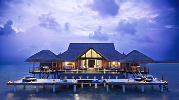 my dream house, sea, clouds, bungalow, pool HD wallpaper