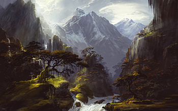 Alpine Serenity: Artistic Mountain, artistic, mountain HD wallpaper