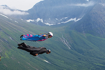 Wingsuit flying, Up in the air, Open HD wallpaper