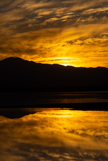 Sunset, Reflection, Dark, Hill HD phone wallpaper