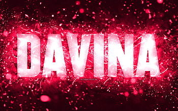 Happy Birtay Davina, , pink neon lights, Davina name, creative, Davina Happy Birtay, Davina Birtay, popular american female names, with Davina name, Davina HD wallpaper