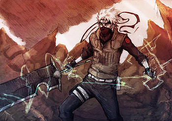 Kakashi Hatake, headband, sword, mask, ninja, hatake kakashi, lightning, naruto shippuuden, anime, shinobi, kakashi, white hair, weapon HD wallpaper