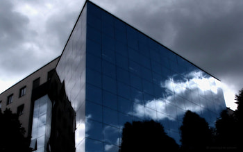 Blue Sky Reflected, blue, architecture, poland, warsaw, stone, glass, building, sky, , cloud HD wallpaper