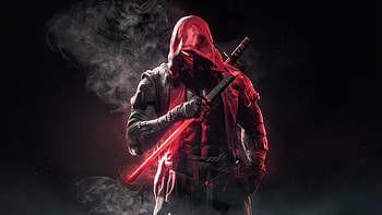 Red Hood Meets Samurai, red-hood, artwork, art, digital-art, superheroes, ai HD wallpaper