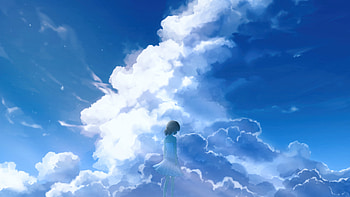 Anime Girl In Clouds, anime-girl, anime, clouds, artist, artwork, digital-art, pixiv HD wallpaper