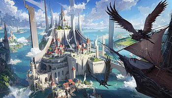 Fantasy Skyhold: Majestic City of Dragons, fantasy, city, fantasy city HD wallpaper