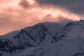 Nature, Mountains, Pink, Snow, Vertex, Top HD wallpaper
