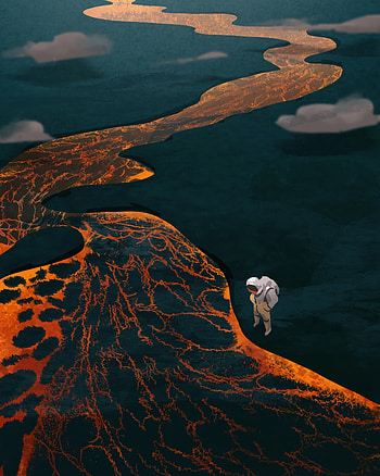 Art, Lava, Cosmonaut, Space Suit, Spacesuit HD phone wallpaper