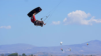 Kiteboarding tricks, Exciting jumps and flips, Pro rider creativity, stock video HD wallpaper