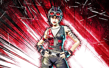 Chopper, grunge art, Fortnite Battle Royale, Fortnite characters, Chopper Skin, red abstract rays, Fortnite, Chopper Fortnite HD wallpaper