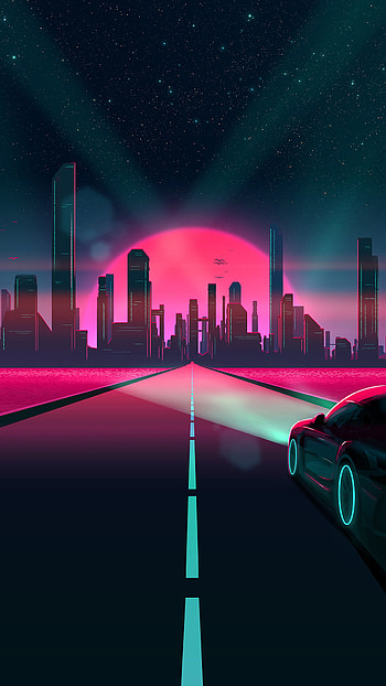 Night City Drive, Neon, Car, Lights HD phone wallpaper