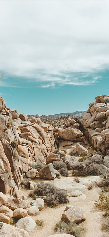 Gray rocks under cloudy sky, Joshua Tree National Park, United States HD phone wallpaper