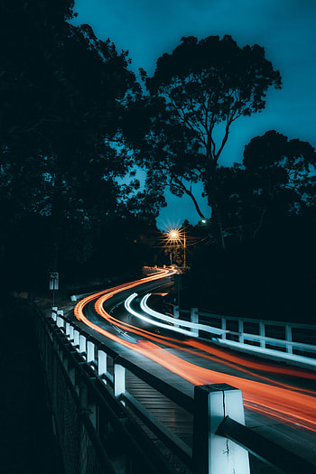 Dark, Road, Long Exposure, Glow, Sinuous, Winding HD phone wallpaper