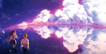 Mirrors, sea, anime girl, mirror, anime, love, sky, anime boy HD wallpaper