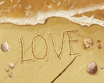 beach love, summer, word, love, beach HD wallpaper