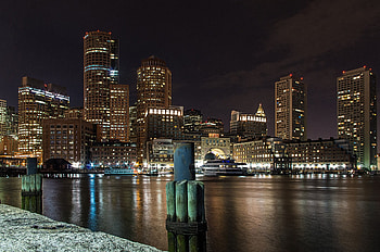 Massachusetts, Architecture bridges, City night skyline HD wallpaper