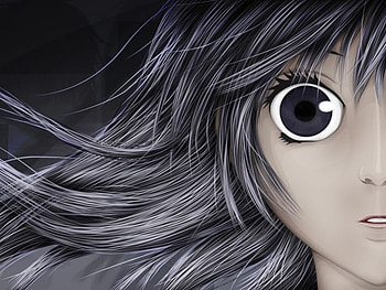 Shocked!, girl, eye, anime, hair HD wallpaper