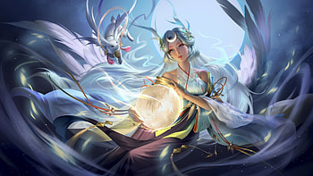 Chang'e, sentient, chang e, girl, blue, change, frumusete, goddess, bunny, fantasy, moon, gantasy, yellow, luna HD wallpaper
