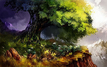 A Tree, cg, abstract, green, tree HD wallpaper