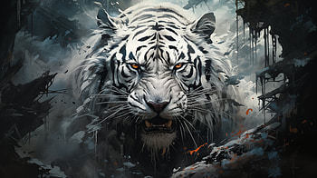 Artistic White Tiger, artistic, Animal, white tiger HD wallpaper