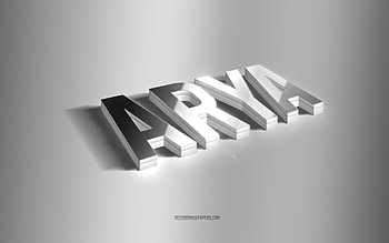 Arya, silver 3d art, gray background, with names, Arya name, Arya greeting card, 3d art, with Arya name HD wallpaper
