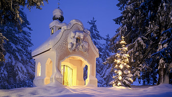 Small church in the snowy forest jpg HD wallpaper