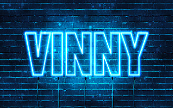 Vinny, , with names, Vinny name, blue neon lights, Vinny Birtay, Happy Birtay Vinny, popular italian male names, with Vinny name HD wallpaper