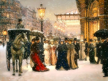 Vintage Winter, Vintage, Painting, Winter, People HD wallpaper