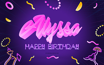 Happy Birtay Alyssa, , Purple Party Background, Alyssa, creative art, Happy Alyssa birtay, Alyssa name, Alyssa Birtay, Birtay Party Background HD wallpaper