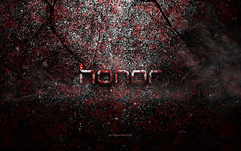 Honor logo, grudge art, Honor groan logo, red groan texture, Honor, grooved groan texture, Honor emblems, Honor 3D logo HD wallpaper