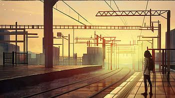 Waiting Train Station, artist, artwork, digital-art, artstation HD wallpaper