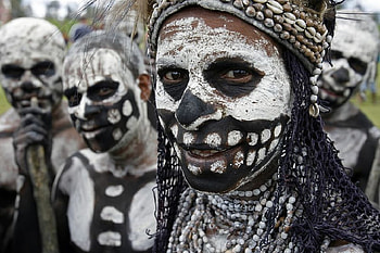 Omo Masalai - Skeleton Dancers, papua new guinea, tribal, dancers, omo masalai, people HD wallpaper
