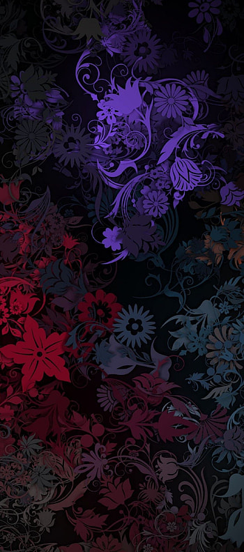 iOS 11, X, black, purple, pink, floral, simple, abstract, apple, , i. Vintage flowers , Live 7, Flower background HD phone wallpaper