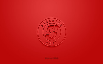 Stockton Heat, creative 3D logo, red background, AHL, 3d emblem, American Hockey Team, American Hockey League, California, USA, 3d art, hockey, Stockton Heat 3d logo HD wallpaper
