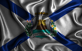 Fortaleza flag, , silk wavy flags, brazilian cities, Day of Fortaleza, Flag of Fortaleza, fabric flags, 3D art, Fortaleza, cities of Brazil, Fortaleza 3D flag HD wallpaper