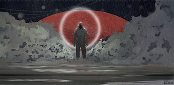 Art, Rain, Silhouette, Circle, Demon HD wallpaper